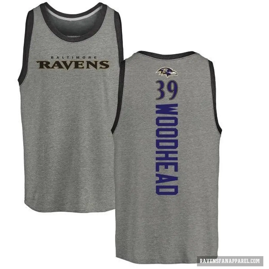 Men's ＃39 Danny Woodhead Baltimore Ravens Ash Backer Tank Top