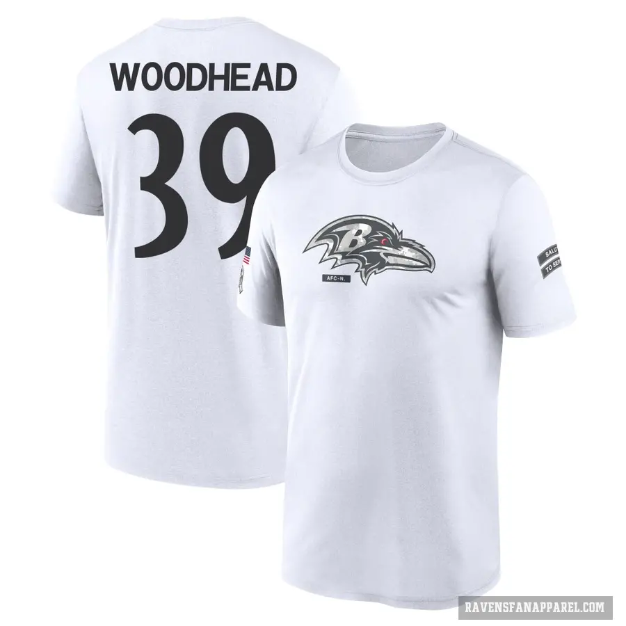 Men's ＃39 Danny Woodhead Baltimore Ravens White 2024 Salute to Service Performance T-Shirt