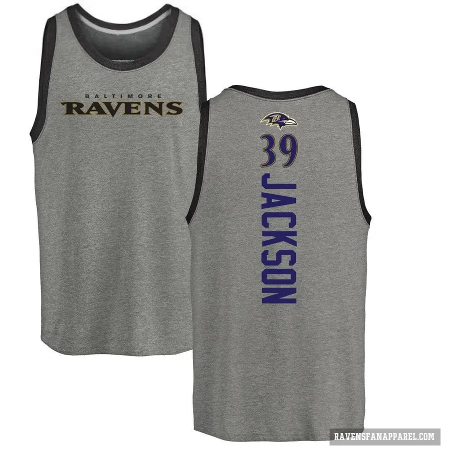 Men's ＃39 Eddie Jackson Baltimore Ravens Ash Backer Tank Top