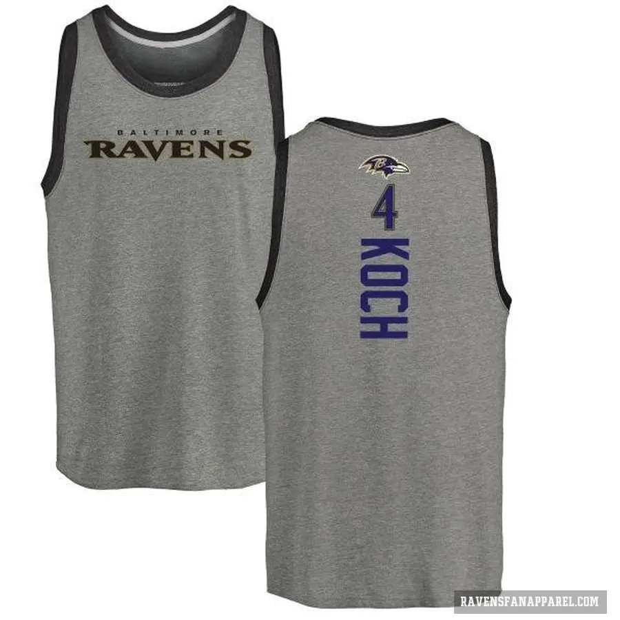 Men's ＃4 Sam Koch Baltimore Ravens Ash Backer Tank Top