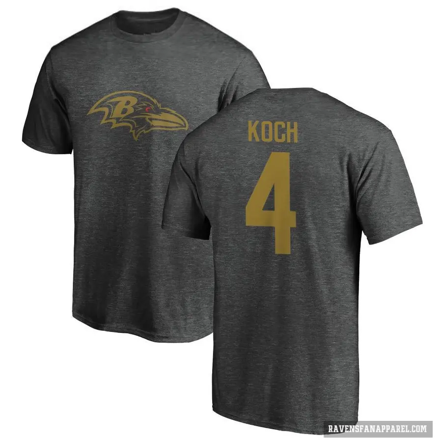 Men's ＃4 Sam Koch Baltimore Ravens Ash One Color T-Shirt