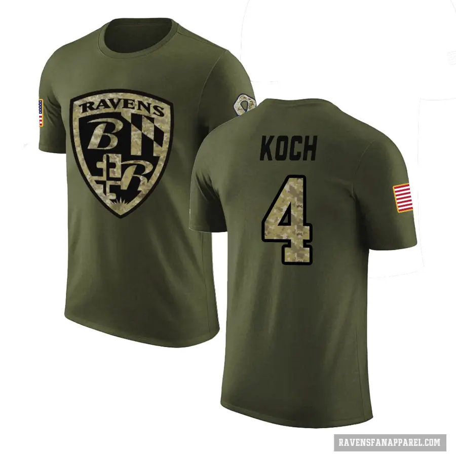 Men's ＃4 Sam Koch Baltimore Ravens Olive Salute to Service T-Shirt