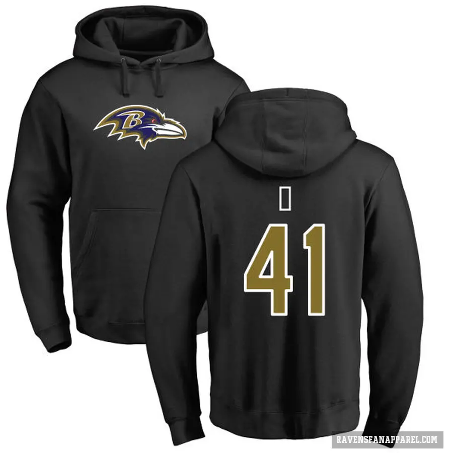 Men's ＃41 Anthony Levine Sr. Baltimore Ravens Black Pro Line Name & Number Logo Pullover Hoodie