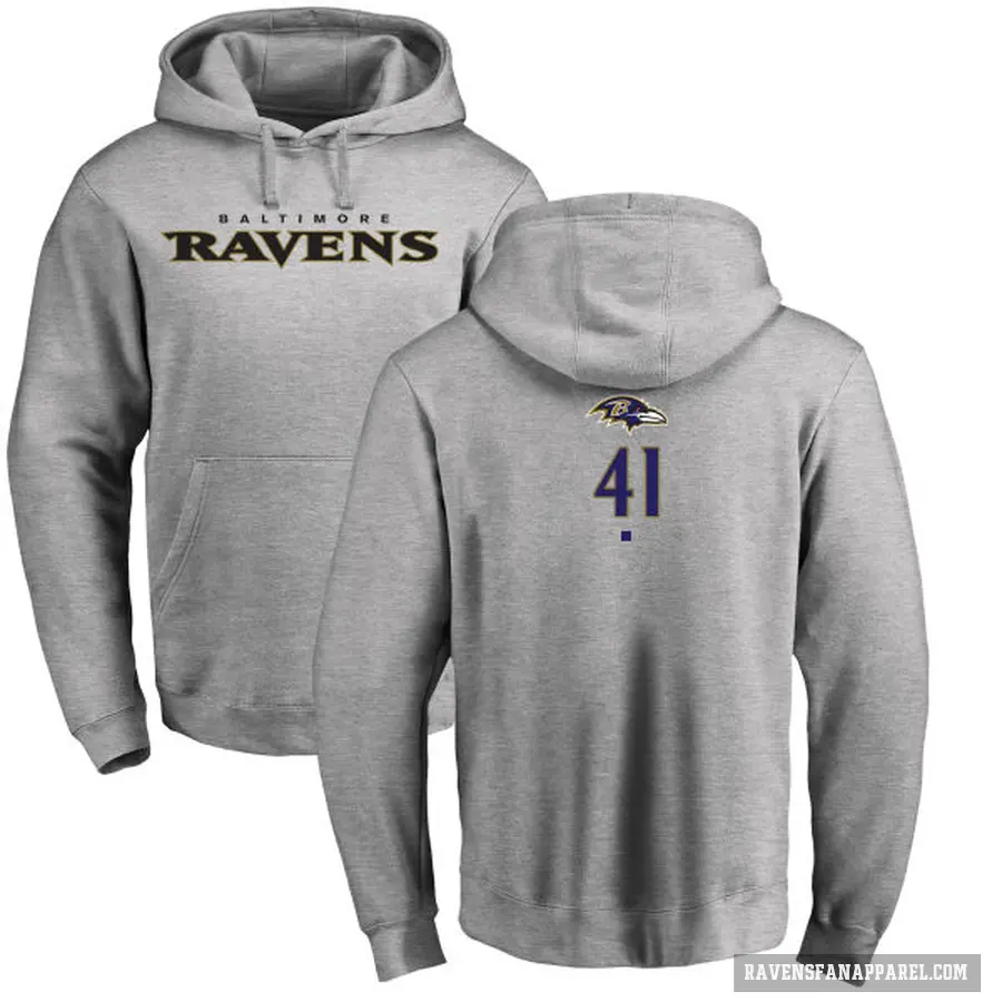 Men's ＃41 Anthony Levine Sr. Baltimore Ravens Pro Line Ash Backer Pullover Hoodie