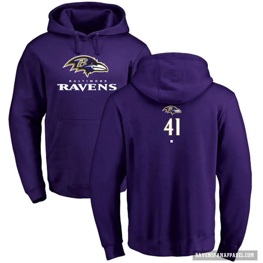 Men's ＃41 Anthony Levine Sr. Baltimore Ravens Purple Pro Line by Branded Backer Pullover Hoodie