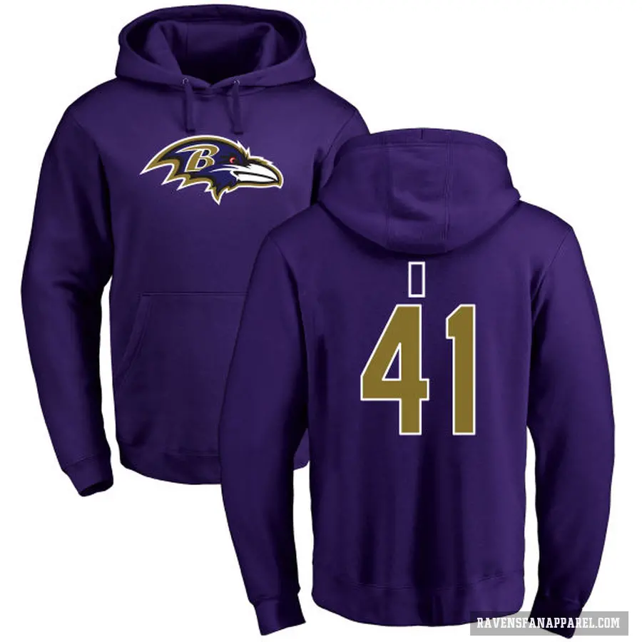 Men's ＃41 Anthony Levine Sr. Baltimore Ravens Purple Pro Line by Branded Name & Number Logo Pullover Hoodie