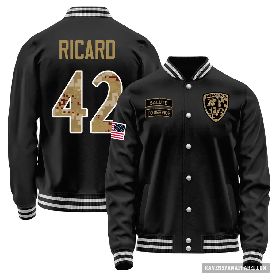 Men's ＃42 Patrick Ricard Baltimore Ravens Black Salute to Service Sideline Performance Jacket