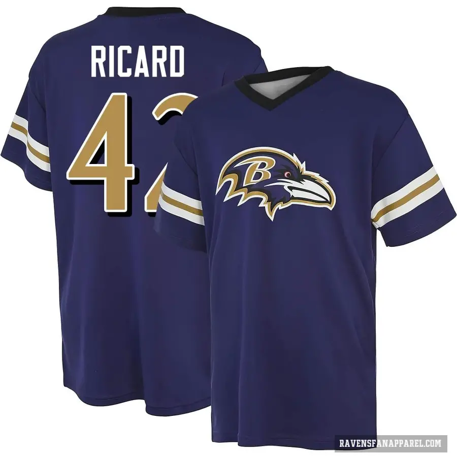 Men's ＃42 Patrick Ricard Baltimore Ravens Purple Game Day V-Neck T-Shirt