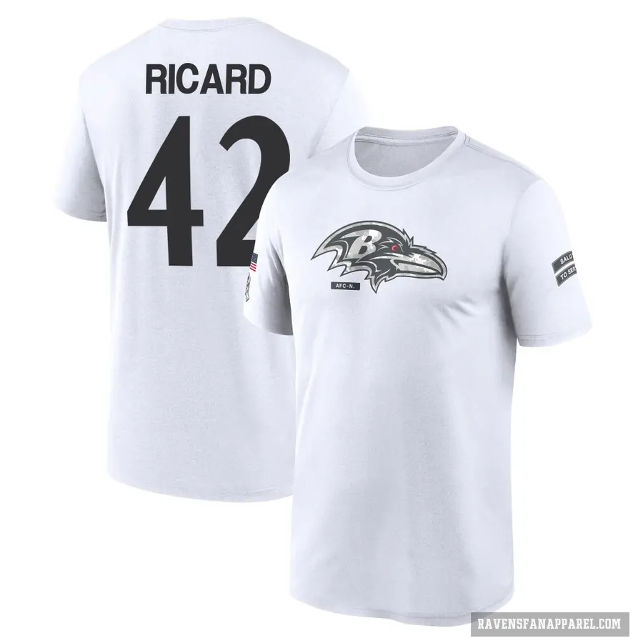 Men's ＃42 Patrick Ricard Baltimore Ravens White 2024 Salute to Service Performance T-Shirt