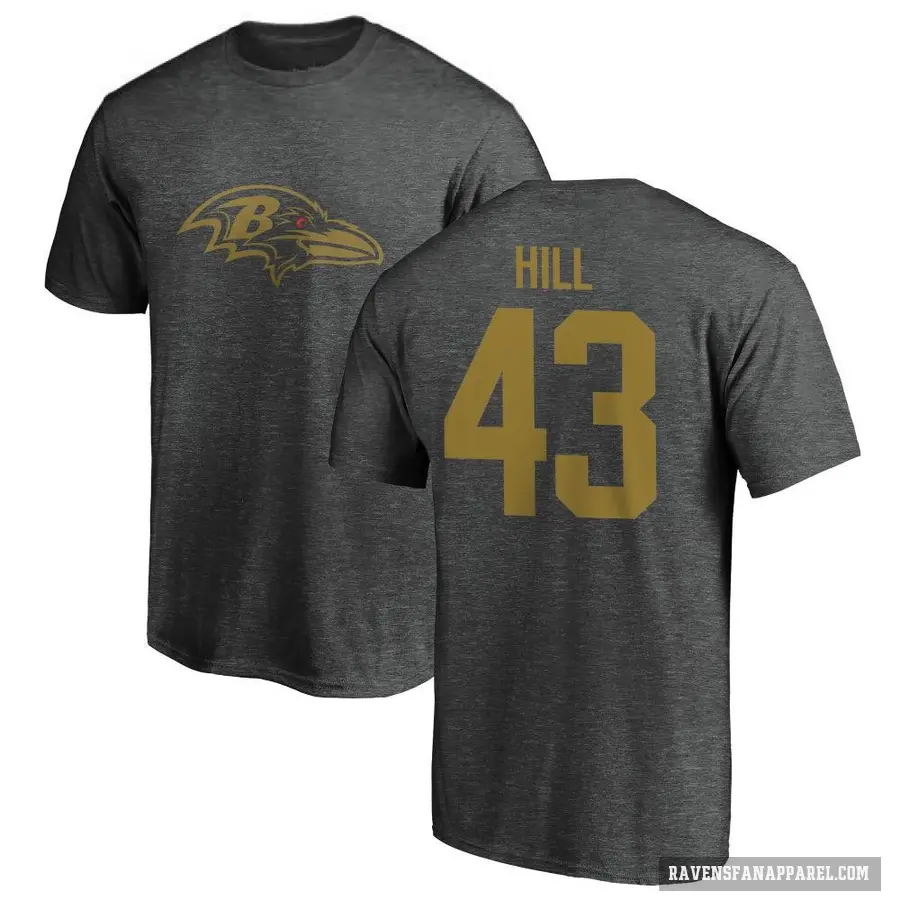 Men's ＃43 Justice Hill Baltimore Ravens Ash One Color T-Shirt