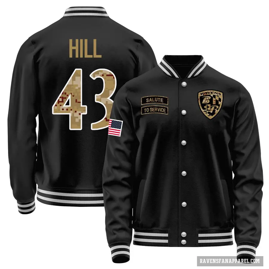 Men's ＃43 Justice Hill Baltimore Ravens Black Salute to Service Sideline Performance Jacket