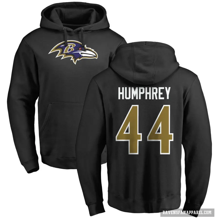 Men's ＃44 Marlon Humphrey Baltimore Ravens Black Pro Line Name & Number Logo Pullover Hoodie