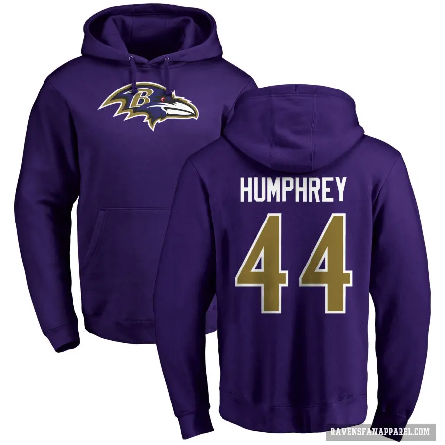 Men's ＃44 Marlon Humphrey Baltimore Ravens Purple Pro Line by Branded Name & Number Logo Pullover Hoodie