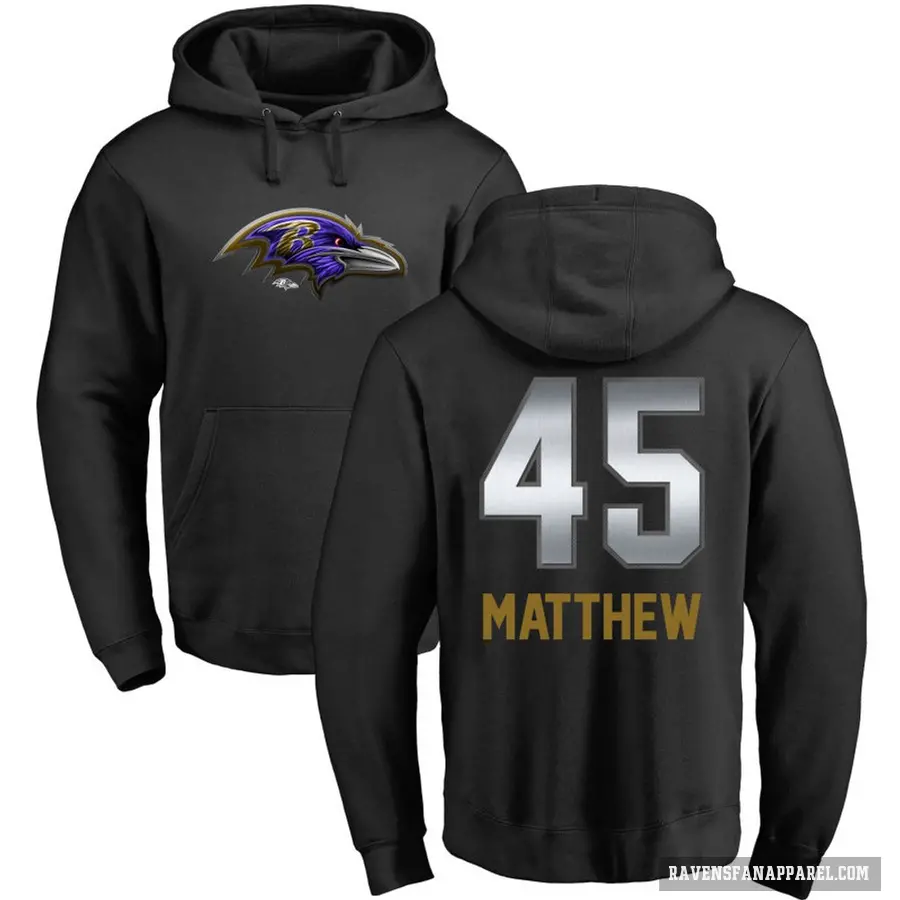 Men's ＃45 Christian Matthew Baltimore Ravens Black Midnight Mascot Pullover Hoodie