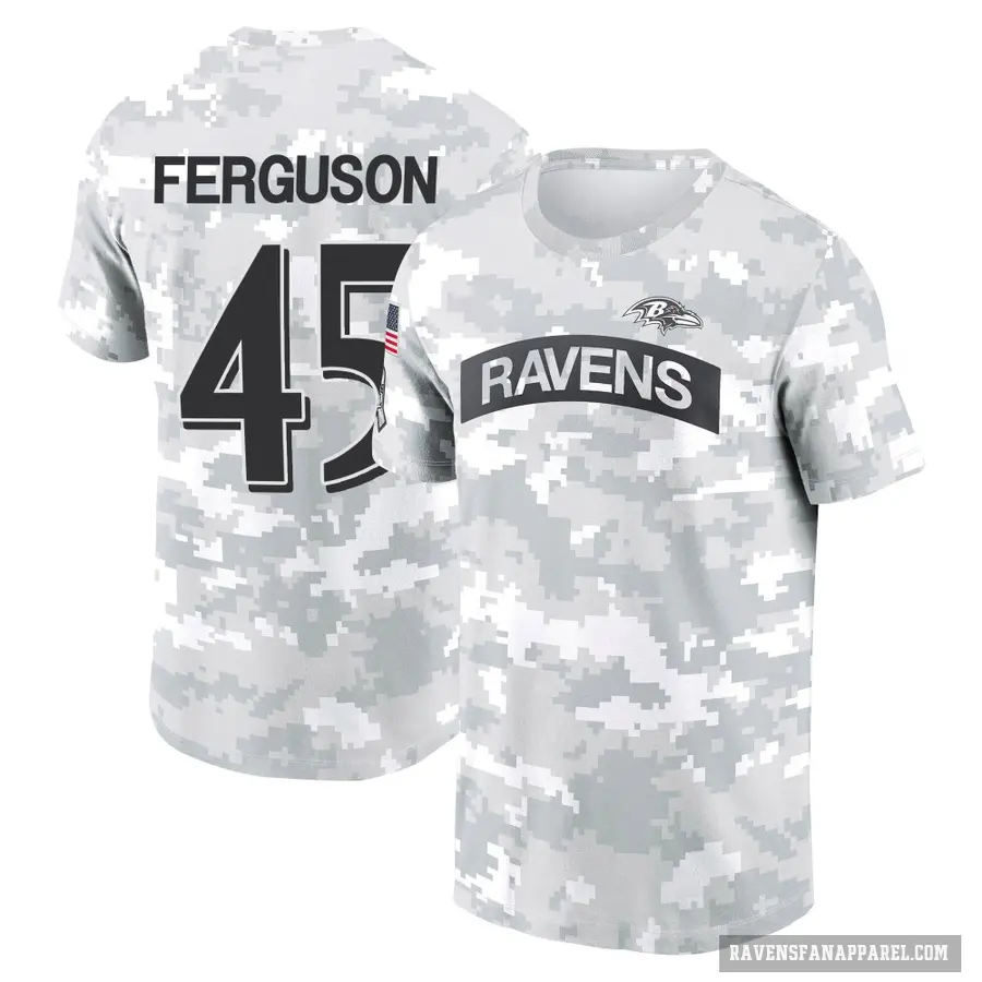 Men's ＃45 Jaylon Ferguson Baltimore Ravens Camo Arctic 2024 Salute to Service Performance T-Shirt