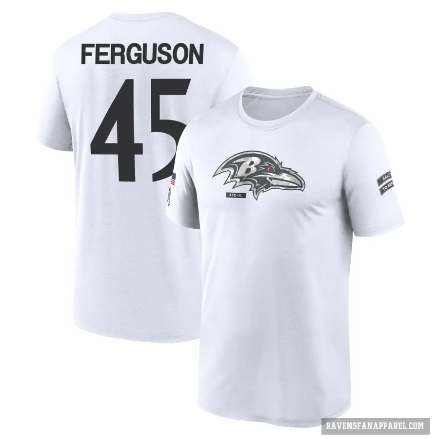 Men's ＃45 Jaylon Ferguson Baltimore Ravens White 2024 Salute to Service Performance T-Shirt