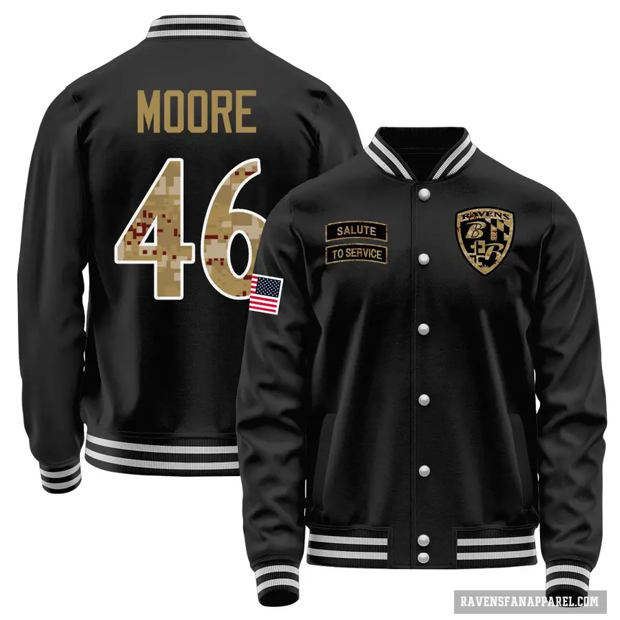 Men's ＃46 Nick Moore Baltimore Ravens Black Salute to Service Sideline Performance Jacket