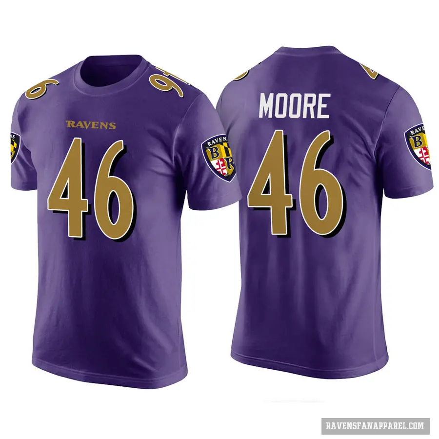 Men's ＃46 Nick Moore Baltimore Ravens Purple Color Rush T-Shirt