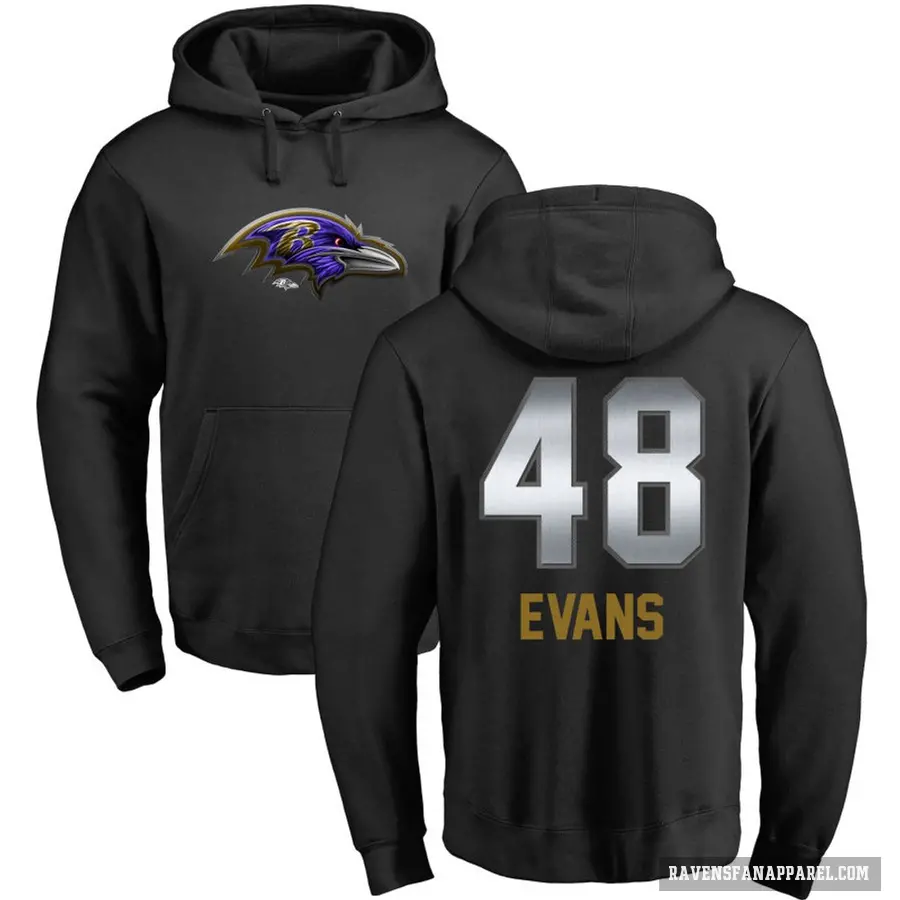 Men's ＃48 Joe Evans Baltimore Ravens Black Midnight Mascot Pullover Hoodie