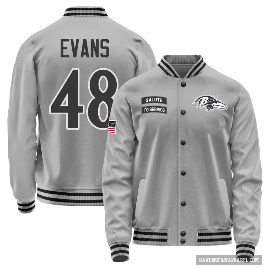 Men's ＃48 Joe Evans Baltimore Ravens Gray Salute to Service Performance Jacket