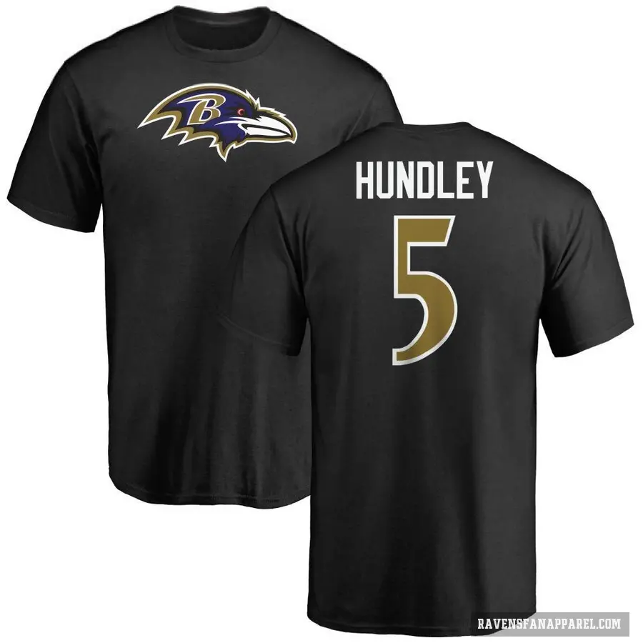 Men's ＃5 Brett Hundley Baltimore Ravens Black Logo T-Shirt