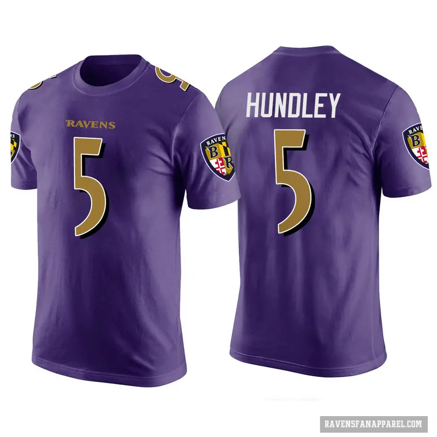 Men's ＃5 Brett Hundley Baltimore Ravens Purple Color Rush T-Shirt