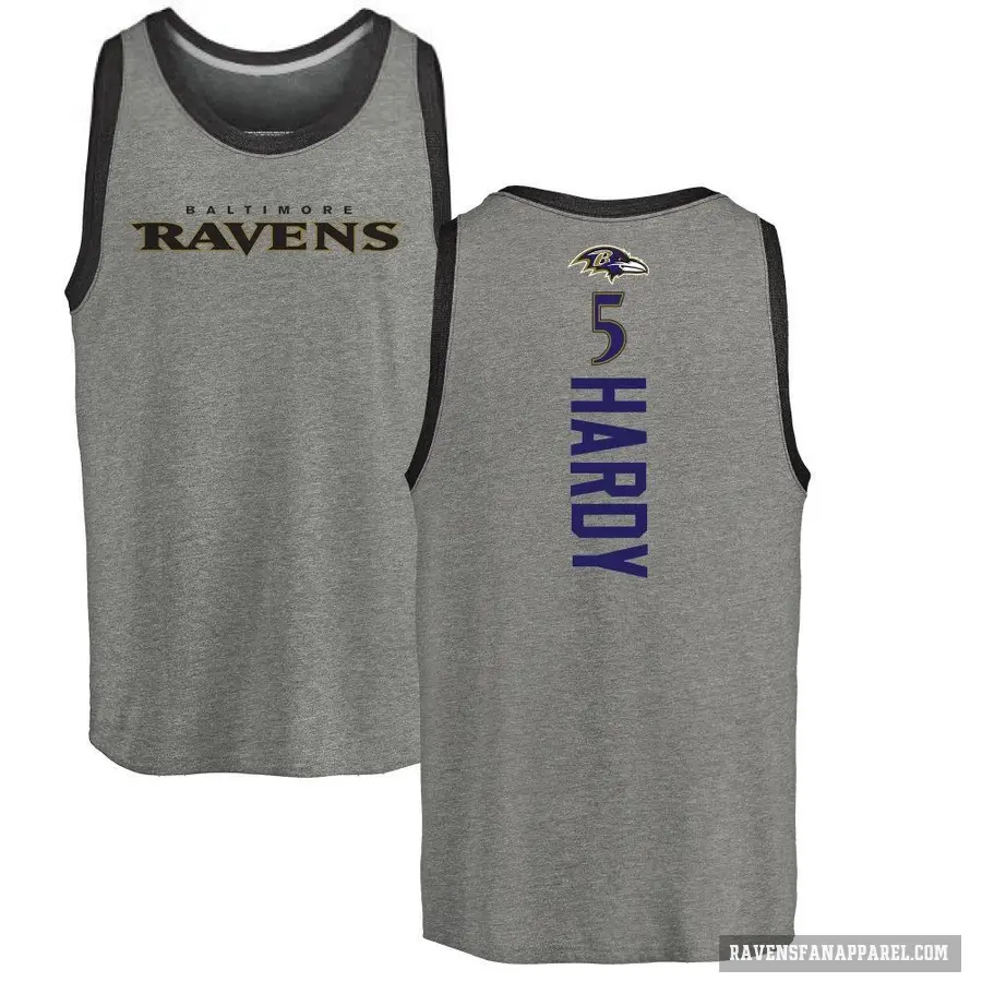 Men's ＃5 DeAngelo Hardy Baltimore Ravens Ash Backer Tank Top