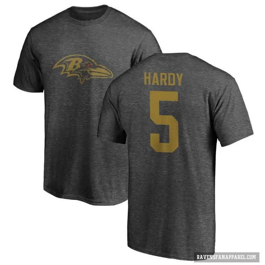 Men's ＃5 DeAngelo Hardy Baltimore Ravens Ash One Color T-Shirt