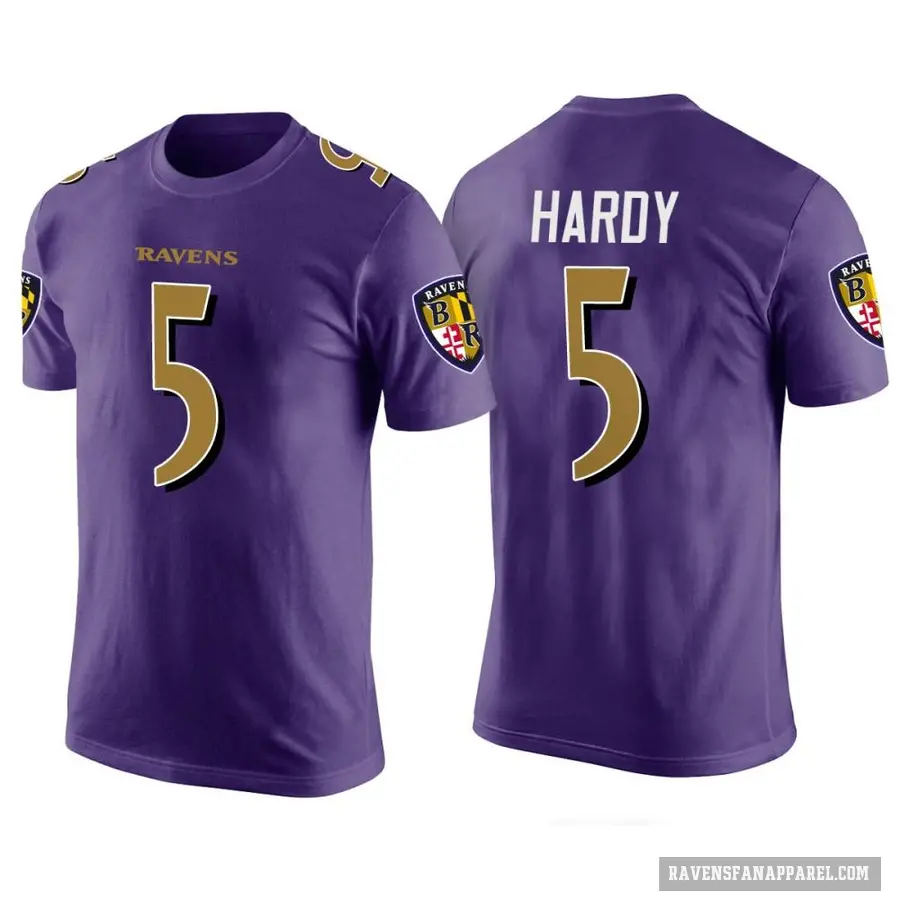 Men's ＃5 DeAngelo Hardy Baltimore Ravens Purple Color Rush T-Shirt