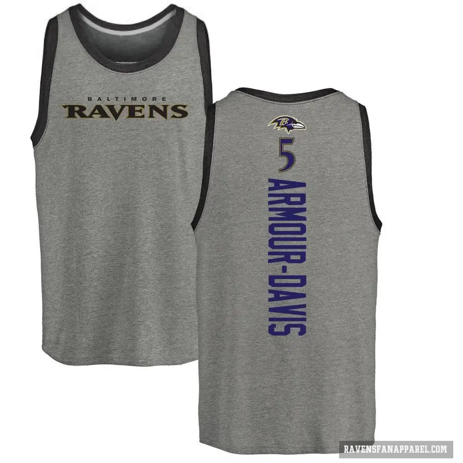 Men's ＃5 Jalyn Armour-Davis Baltimore Ravens Ash Backer Tank Top