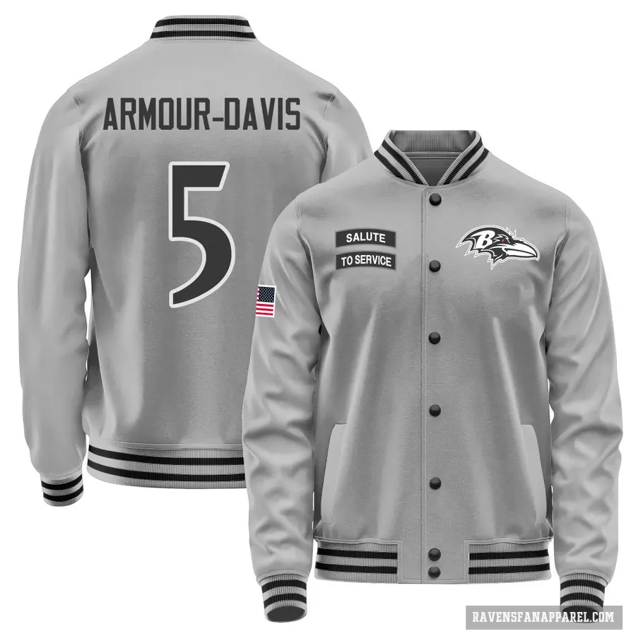 Men's ＃5 Jalyn Armour-Davis Baltimore Ravens Gray Salute to Service Performance Jacket