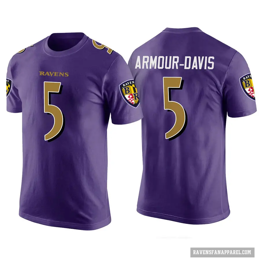 Men's ＃5 Jalyn Armour-Davis Baltimore Ravens Purple Color Rush T-Shirt