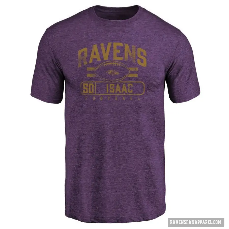 Men's ＃50 Adisa Isaac Baltimore Ravens Purple Flanker T-Shirt