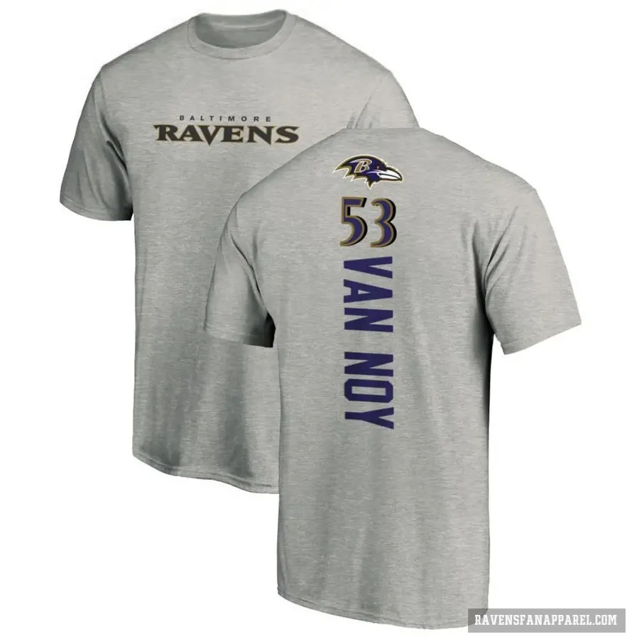 Men's ＃53 Kyle Van Noy Baltimore Ravens Ash Backer T-Shirt