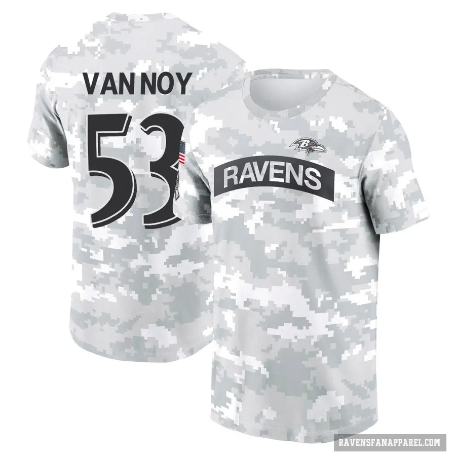 Men's ＃53 Kyle Van Noy Baltimore Ravens Camo Arctic 2024 Salute to Service Performance T-Shirt