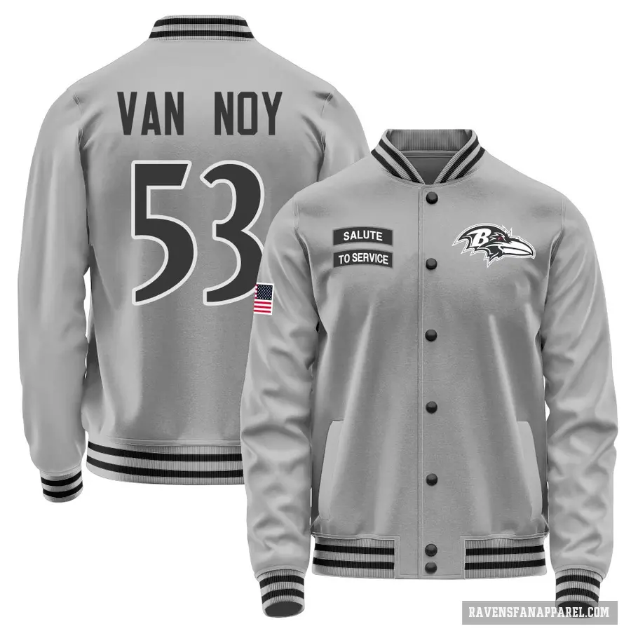 Men's ＃53 Kyle Van Noy Baltimore Ravens Gray Salute to Service Performance Jacket