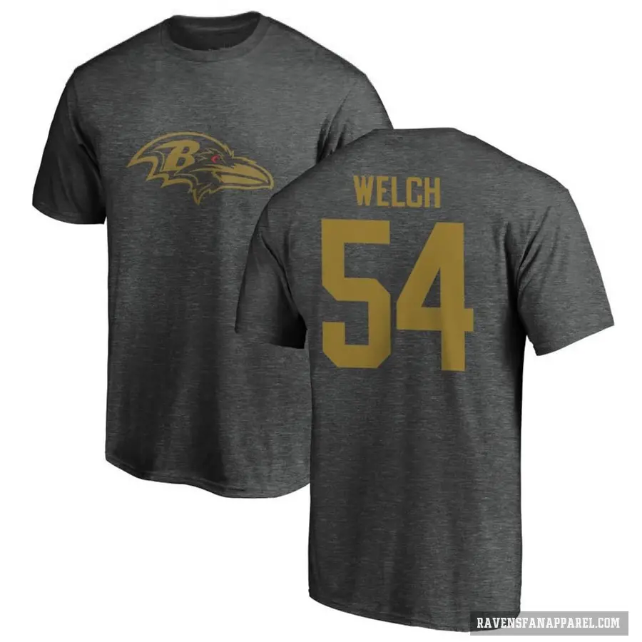 Men's ＃54 Kristian Welch Baltimore Ravens Ash One Color T-Shirt