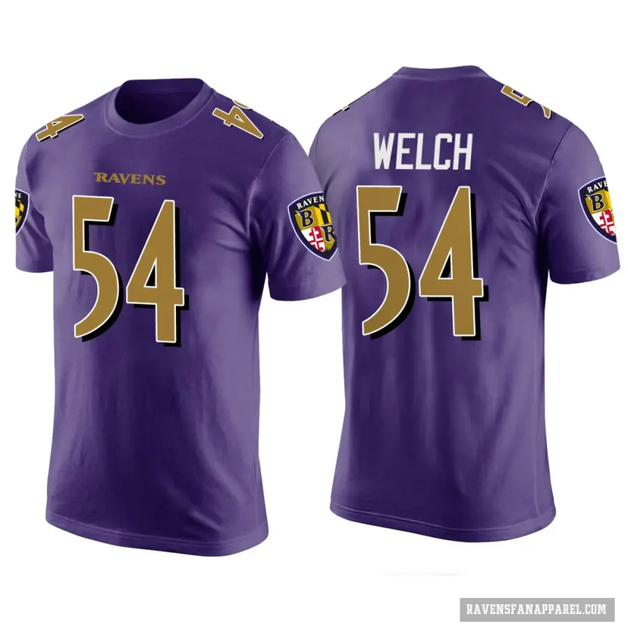 Men's ＃54 Kristian Welch Baltimore Ravens Purple Color Rush T-Shirt