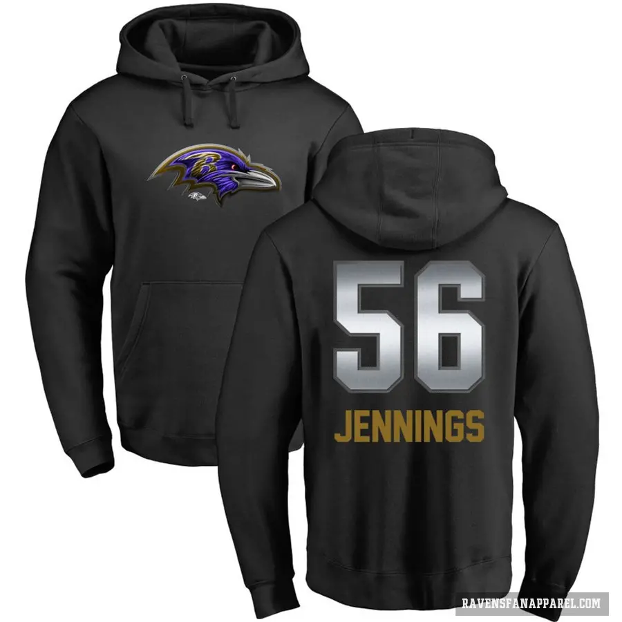 Men's ＃56 Deion Jennings Baltimore Ravens Black Midnight Mascot Pullover Hoodie