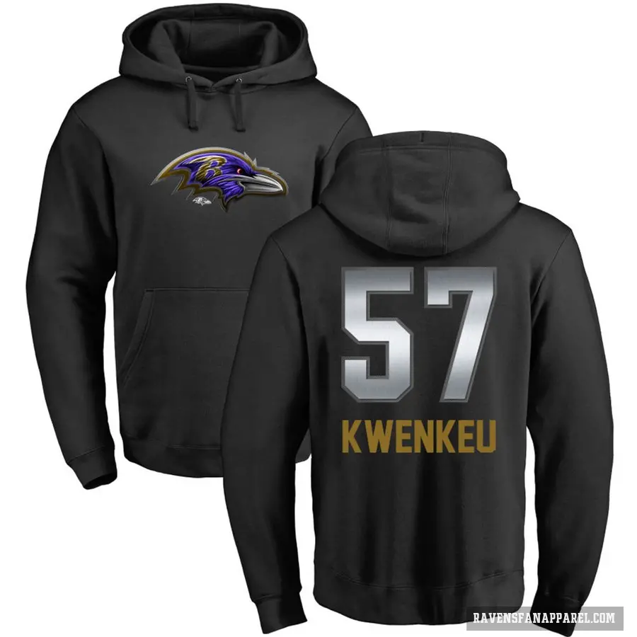 Men's ＃57 William Kwenkeu Baltimore Ravens Black Midnight Mascot Pullover Hoodie