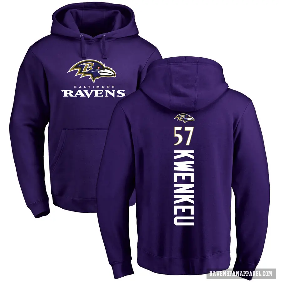 Men's ＃57 William Kwenkeu Baltimore Ravens Purple Pro Line by Branded Backer Pullover Hoodie