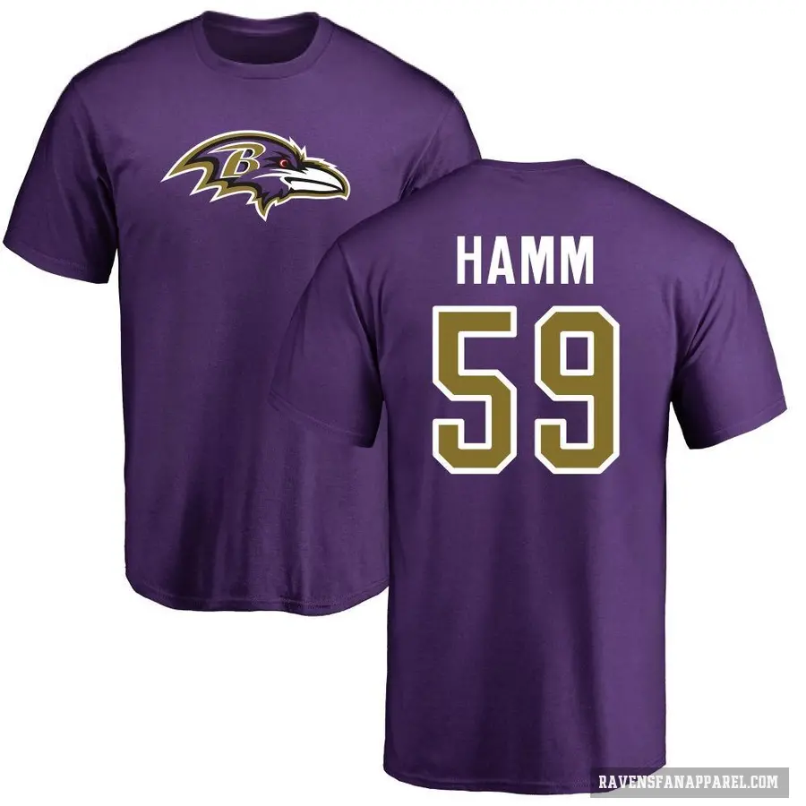 Men's ＃59 Malik Hamm Baltimore Ravens Purple Logo T-Shirt