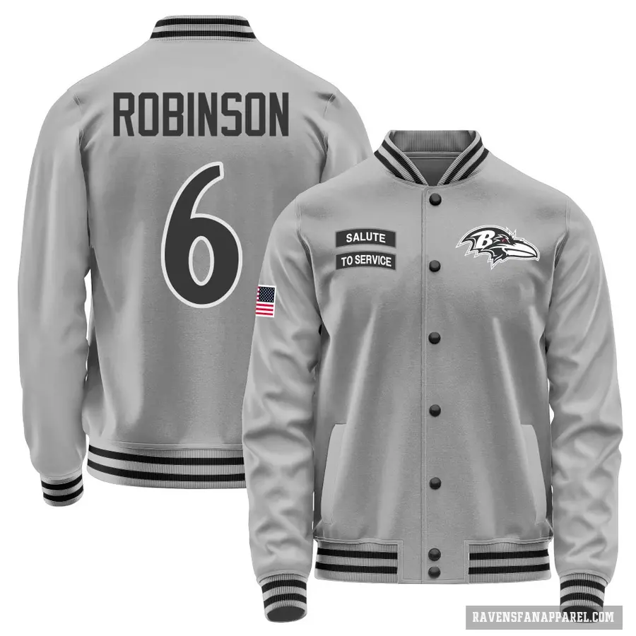 Men's ＃6 Tayvion Robinson Baltimore Ravens Gray Salute to Service Performance Jacket