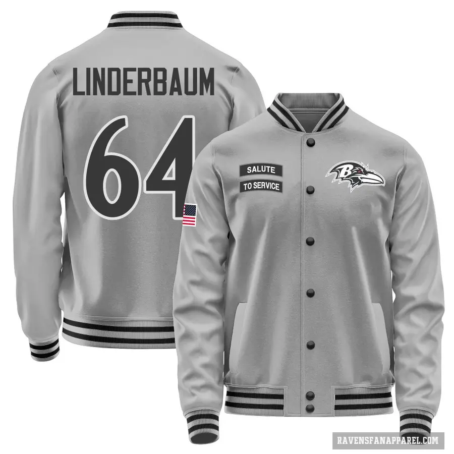 Men's ＃64 Tyler Linderbaum Baltimore Ravens Gray Salute to Service Performance Jacket