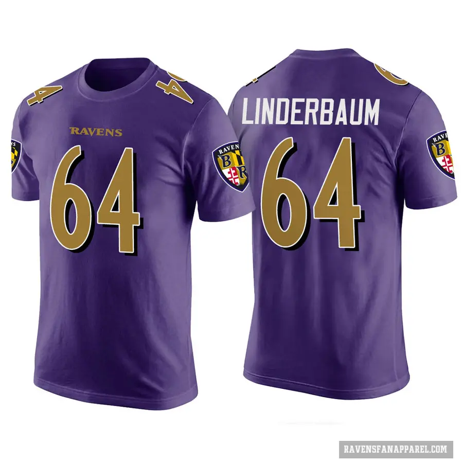 Men's ＃64 Tyler Linderbaum Baltimore Ravens Purple Color Rush T-Shirt