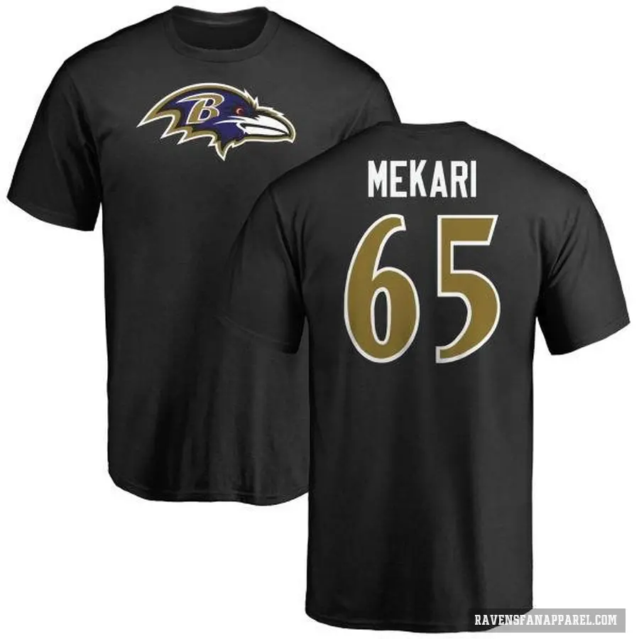 Men's ＃65 Patrick Mekari Baltimore Ravens Black Logo T-Shirt