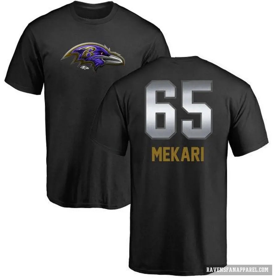 Men's ＃65 Patrick Mekari Baltimore Ravens Black Midnight Mascot T-Shirt