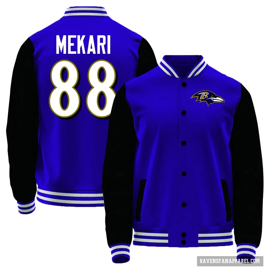 Men's ＃65 Patrick Mekari Baltimore Ravens Purple/Black Full-Snap Name & Number Jacket