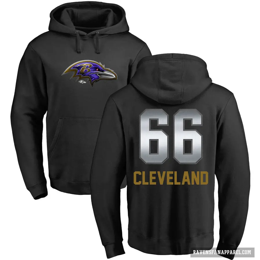 Men's ＃66 Ben Cleveland Baltimore Ravens Black Midnight Mascot Pullover Hoodie