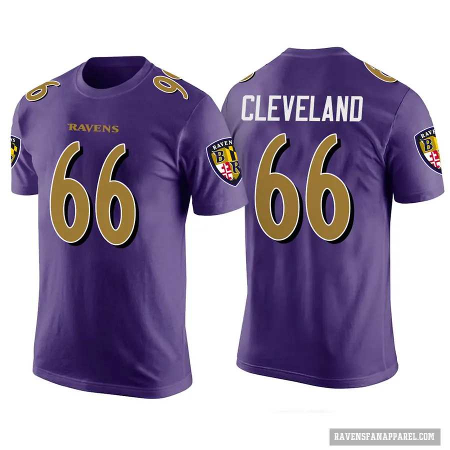 Men's ＃66 Ben Cleveland Baltimore Ravens Purple Color Rush T-Shirt